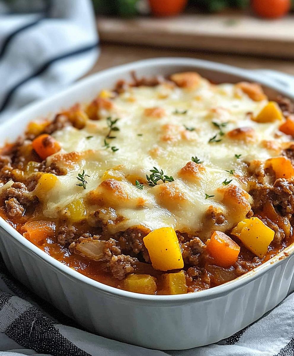 Amish Hamburger With Fall Veggies Bake Recipe