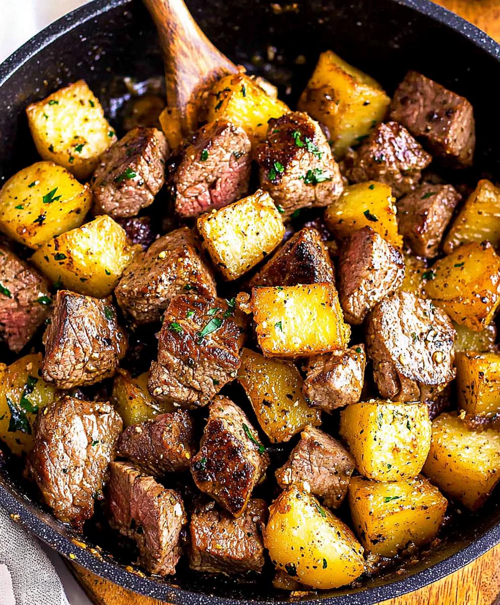 Garlic Butter Steak Bites And Potatoes Recipe